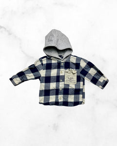zara ♡ 9-12 mo ♡ independent kids buffalo plaid flannel hoodie