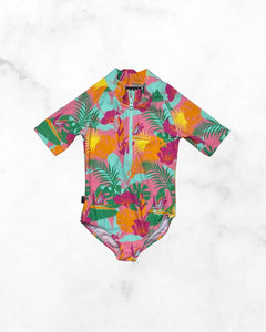 birdz ♡ 3t ♡ tropic 1/2 zip one-piece swim suit