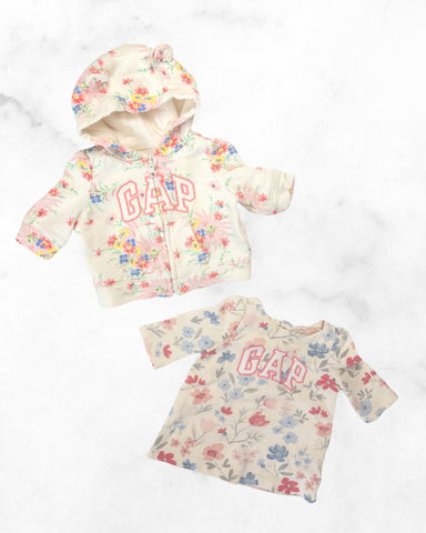 gap ♡ 0-3 mo ♡ big logo full zip hoodie and dress set