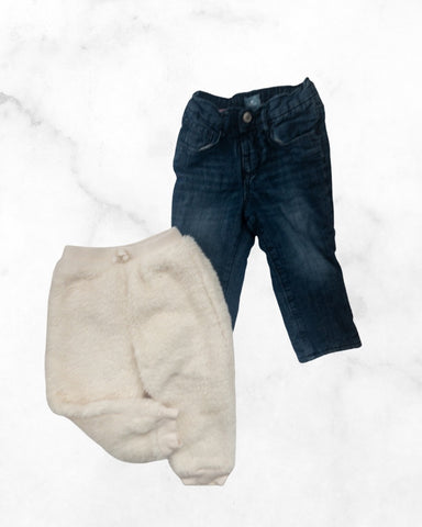 gap ♡ 18-24 mo ♡ fur jogger & fleece lined jean bundle