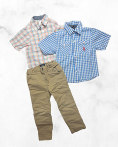 oshkosh/childrens place/u.s. polo assn. ♡ 4t ♡ short sleeve button up & khaki bundle