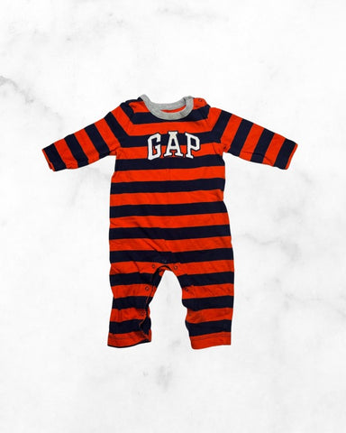 gap ♡ 6-12 mo ♡ striped big logo long sleeve romper