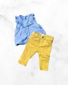 zara/h&m ♡ 3-6 mo ♡ yellow jeans & peplum set
