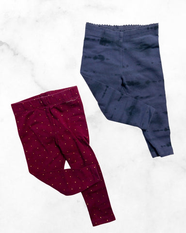 tea/unknown ♡ 3-6 mo ♡ tie dye blue & dot leggings bundle