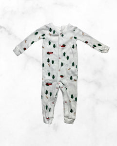 carters ♡ 12 mo ♡ truck & tree waffle snap sleep romper
