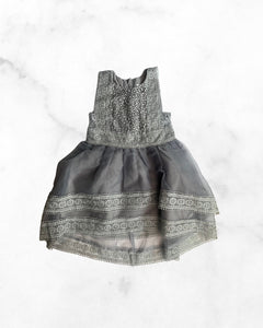trish scully child ♡ 6-12 mo ♡ grey embroidered dress