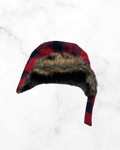 indigo ♡ 0-6 mo ♡ buffalo plaid fur lined hat