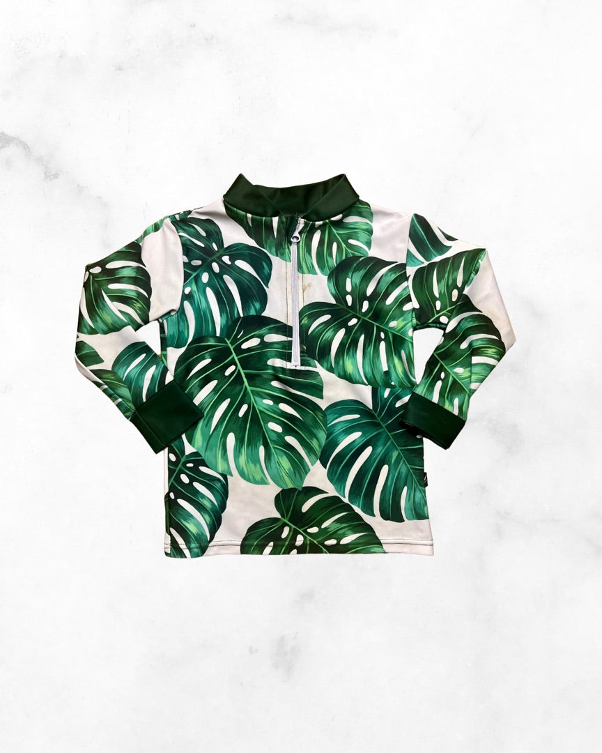 honeysuckle swim company ♡ 2-3Y ♡ leaf rash guard 1/4 zip swim top