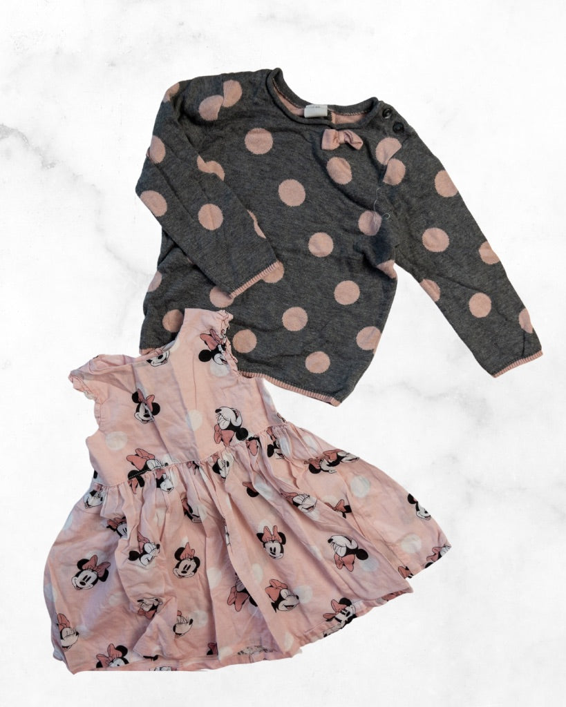 h&m ♡ 12-18 mo ♡ lightweight minnie dress & polka dot sweater