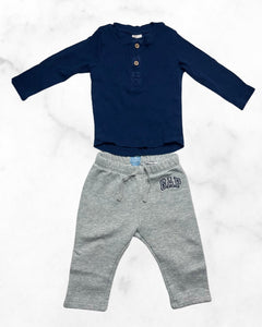 gap/h&m ♡ 6-9 mo ♡ fleece sweatpants & ribbed henley set