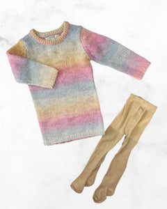 george/gymboree ♡ 6-12 mo ♡ fuzzy knit rainbow dress w/ sparkly tights