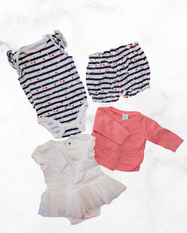 gap/ unknown ♡ 6-12 mo ♡ ruffle confetti 2pcs & tulle dress w cardi