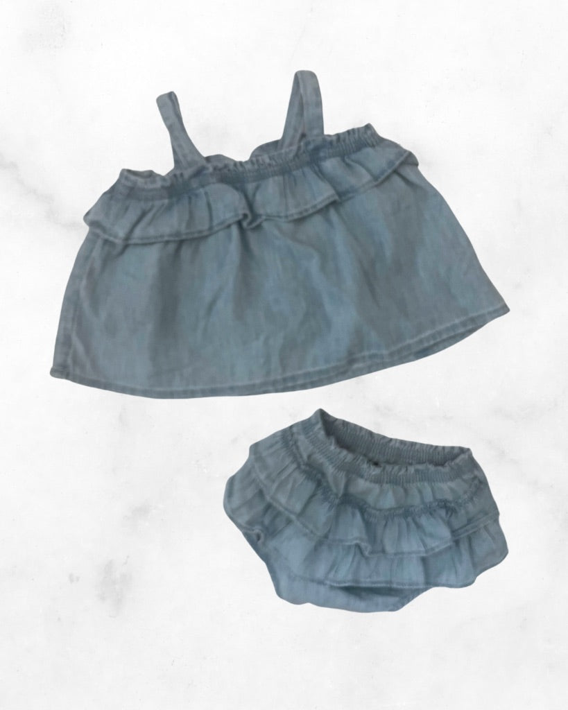 gap ♡ 6-12mo ♡ denim top and bloomers set