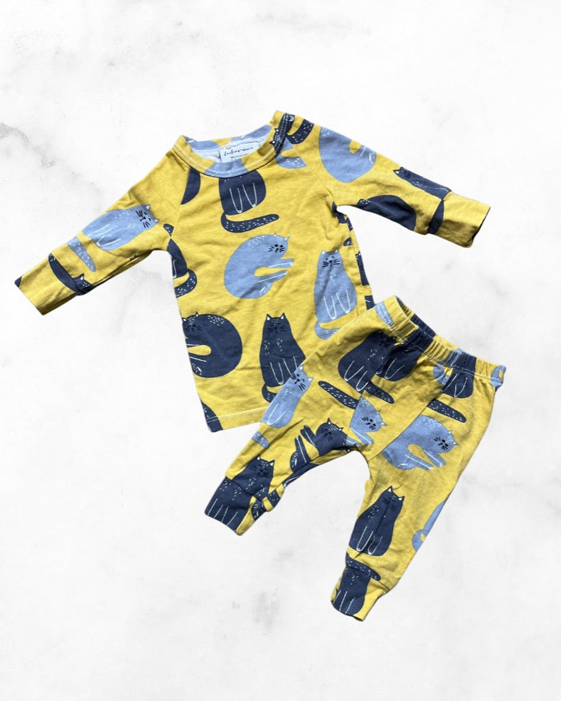 faction + three co. ♡ 0-3 mo ♡ kitty two piece long sleeve set