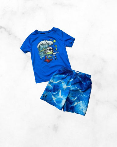 under armour ♡ 3t ♡ baseball wave swim short & rash guard set