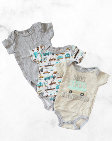 baby kiss ♡ 0-3 mo ♡ daddy's road trip buddy bodysuit bundle