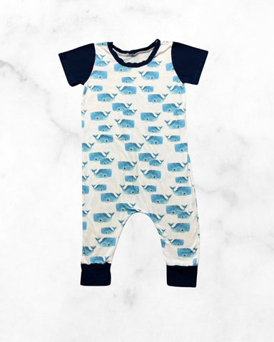 handmade/unknown ♡ 12-18 mo ♡ whale t-shirt romper