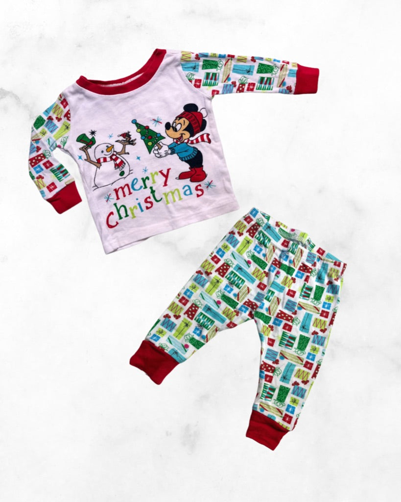 disney ♡ 9-12 mo ♡ mickey mouse christmas present pj set