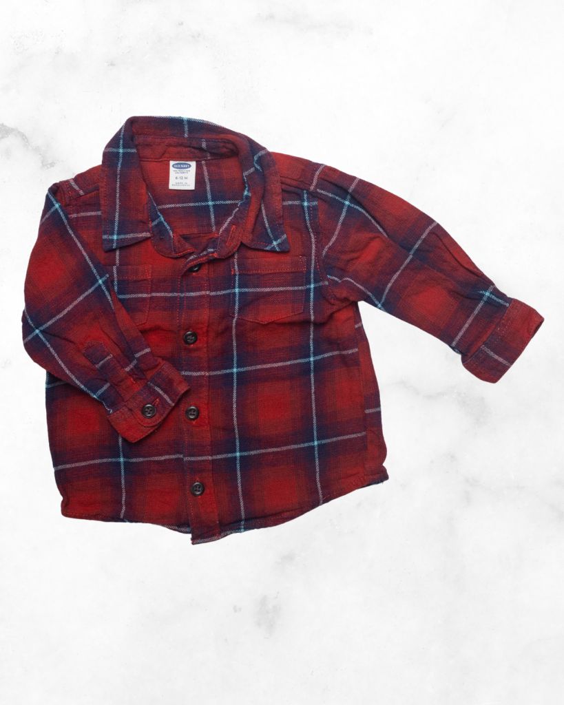 old navy ♡ 6-12 mo ♡ plaid button up flannel shirt