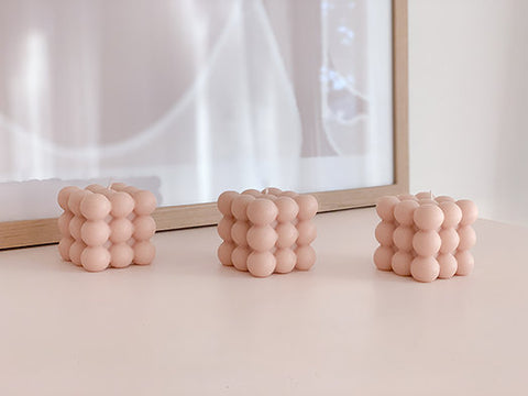 blush pink bubble candle