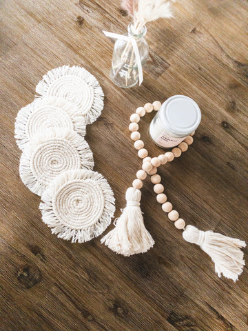 boho macrame coaster set